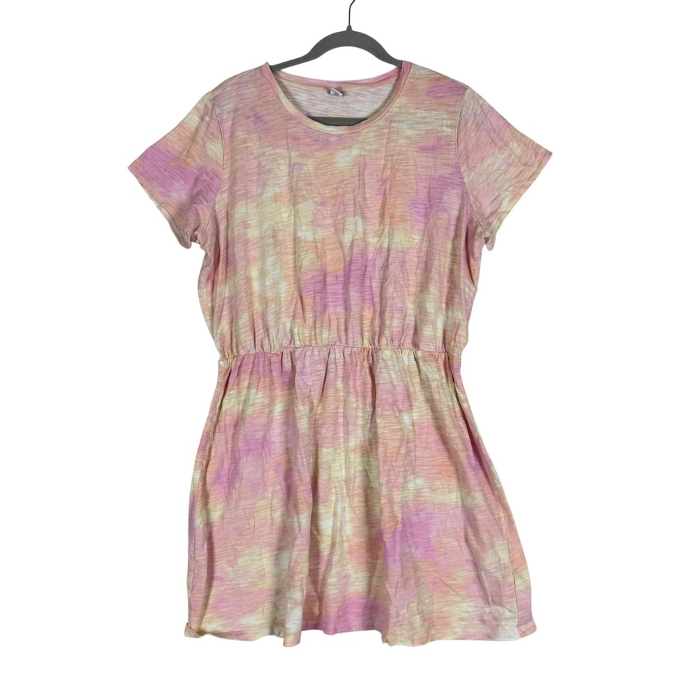 Old Navy Dress Womens XL Pink Tie Dye T-Shirt Short Sleeve Crew Neck Casual